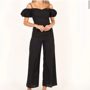Petal & Pup Black Ruffled Jumpsuit with Palazzo Pants